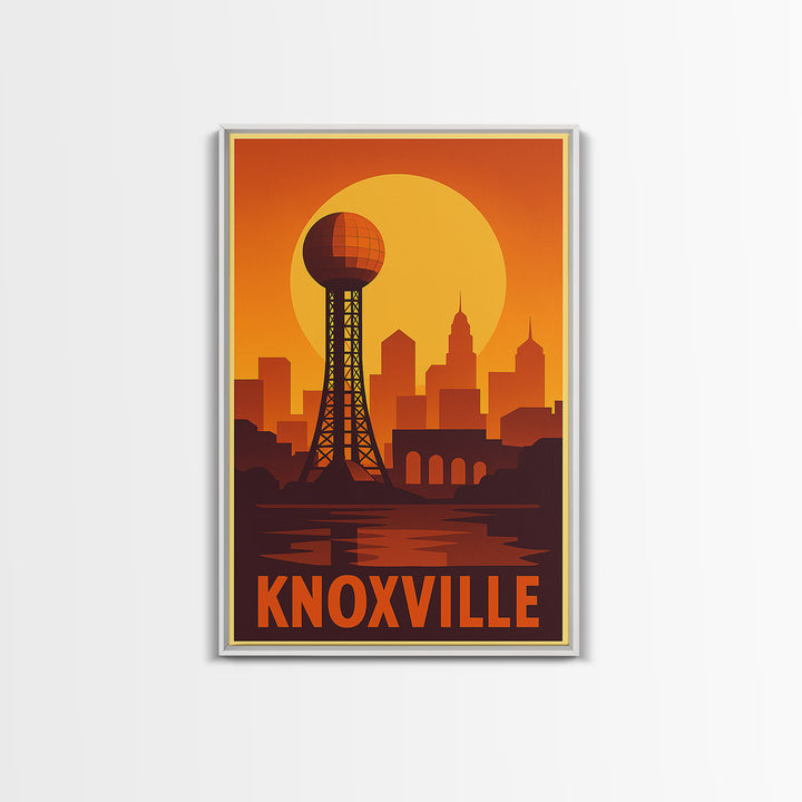 Knoxville Travel Poster, Canvas Print, Gold Art Deco Poster Art, Knoxville Art Print, Living Room Wall Art, Travel Wall Decor, Design 2