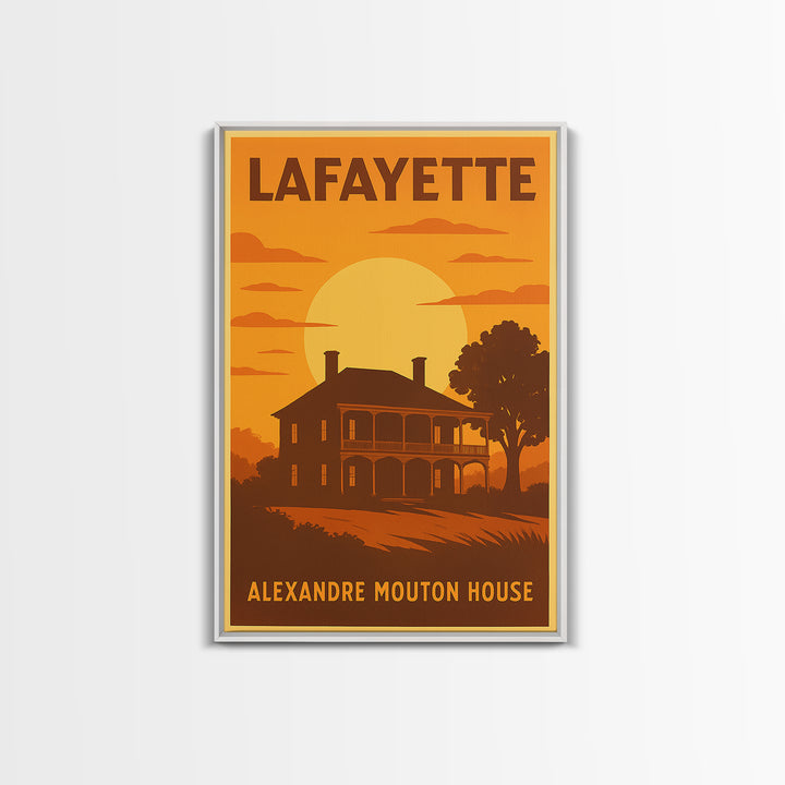 Lafayette Louisiana Travel Poster, Canvas Print, Golden Travel Poster Art, Lafayette Poster Print, Vintage City Art, Vintage City Poster