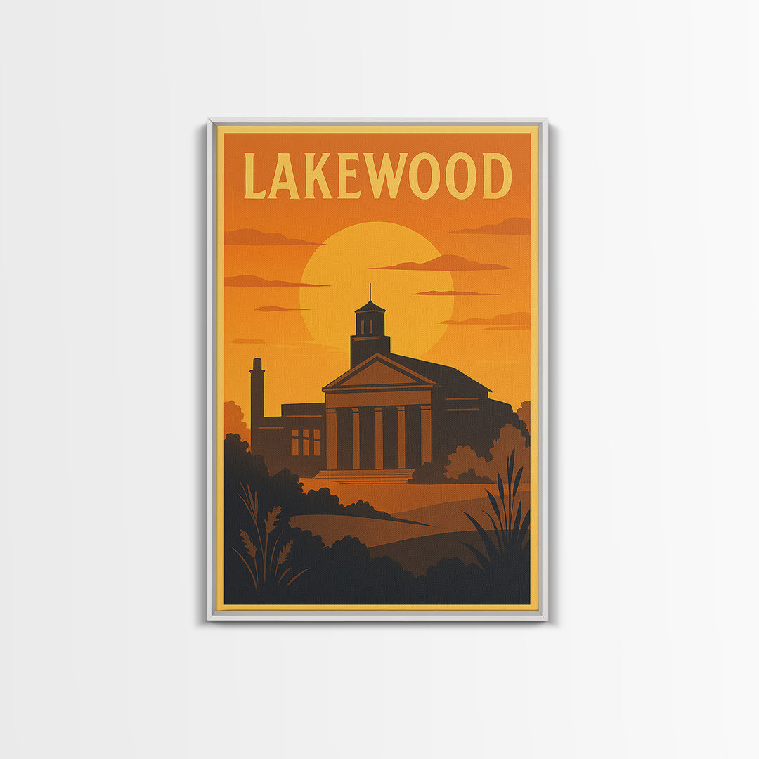 Lakewood Travel Poster, Canvas Print, Golden Travel Poster Art, Lakewood City Art, Modern Wall Decor, Home Office Decor, Fine Art Print