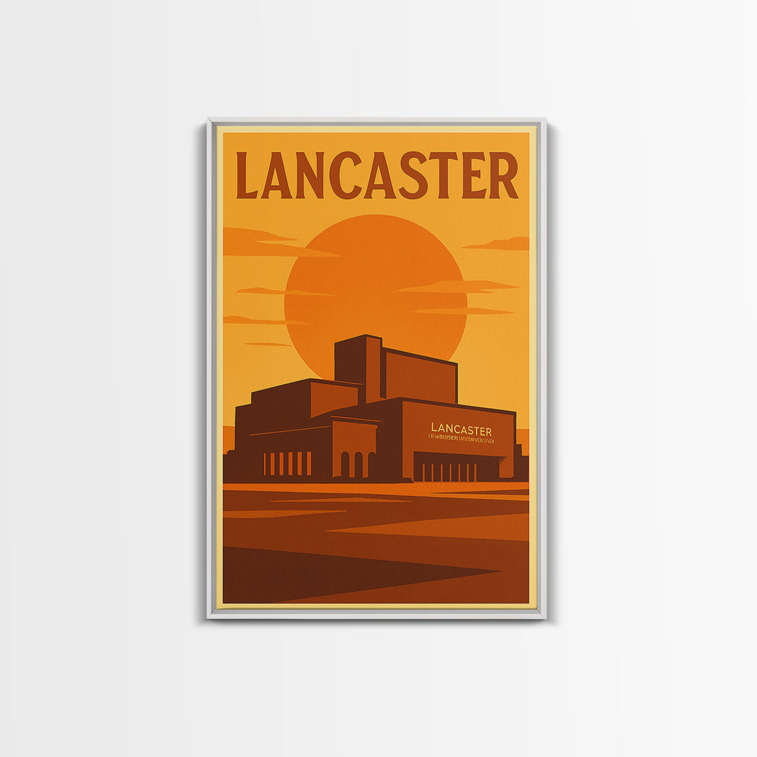 Lancaster California Travel Poster, Canvas Print, Warm Sunset Silhouette Art, Lancaster Wall Art, Travel Wall Art, Travel Poster Set