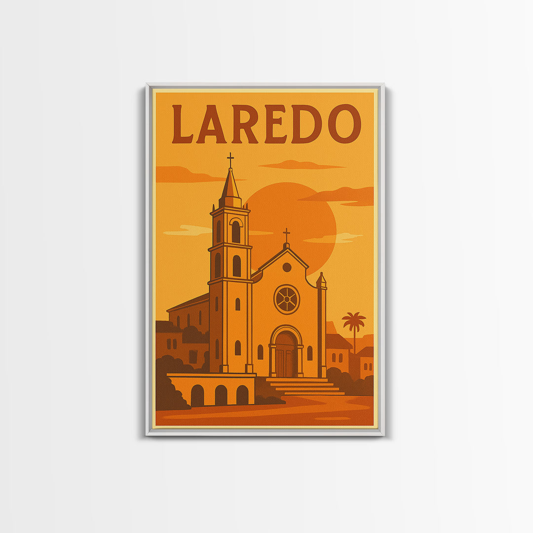Laredo Texas Travel Poster, Canvas Print, Golden Travel Poster Art, Laredo Poster Print, Vintage Travel Art, Fine Art Print, Art Print