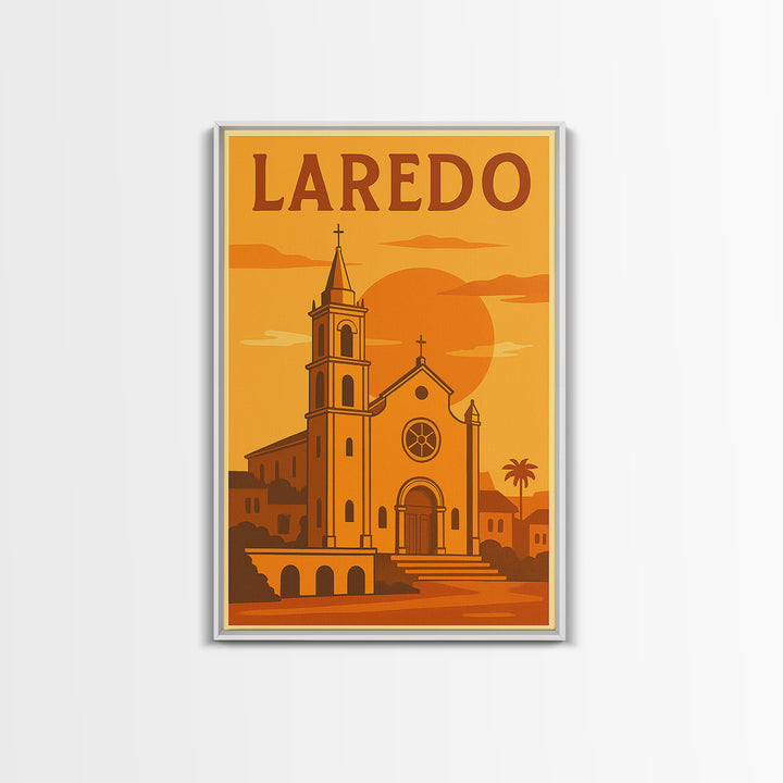 Laredo Texas Travel Poster, Canvas Print, Golden Travel Poster Art, Laredo Poster Print, Vintage Travel Art, Fine Art Print, Art Print