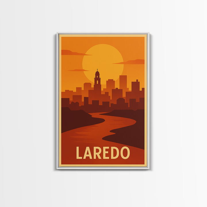 Laredo Travel Poster, Canvas Print, Golden Travel Poster Art, Laredo Travel Art, Retro Travel Print, Gift For Travelers, Fine Art Print