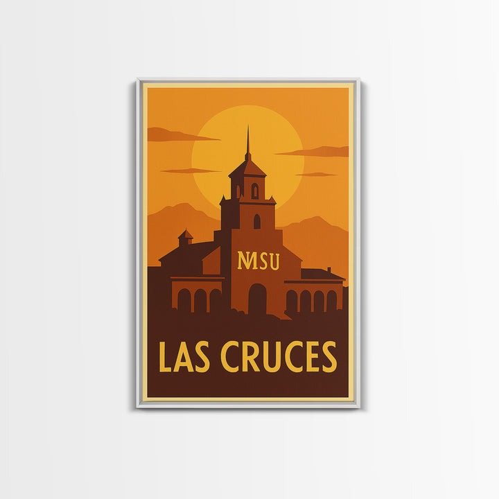 Las Cruces Travel Poster, Canvas Print, Warm Sunset Silhouette Art, Las Cruces Travel Art, Travel Poster Set, Retro Travel Print