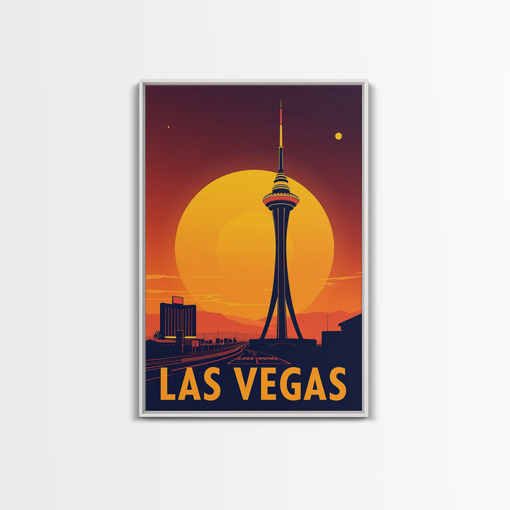Las Vegas Nevada Travel Poster, Canvas Print, Warm Sunset Silhouette Art, Las Vegas Poster Print, City Travel Prints, Travel Art Print