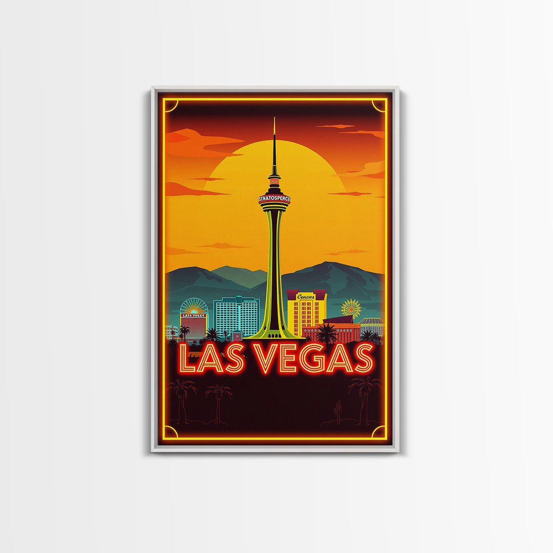 Las Vegas Travel Poster, Framed Canvas Print, Gold Art Deco Poster Art, Las Vegas Art Print, Gift For Travelers, Vintage Travel Art