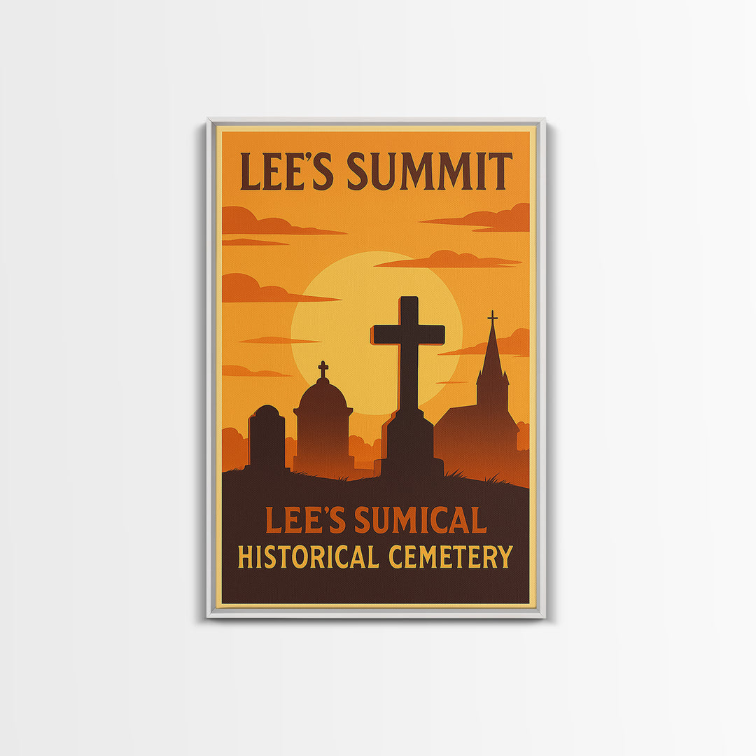 Lee'S Summit Missouri Travel Poster, Canvas Print, Warm Sunset Silhouette Art, Lee'S Summit Poster Print, Living Room Wall Art, Home Decor