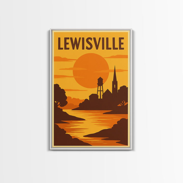 Lewisville Texas Travel Poster, Canvas Print, Vintage Deco Wall Art, Lewisville Wall Art, Travel Poster Set, Travel Prints, Travel Wall Art