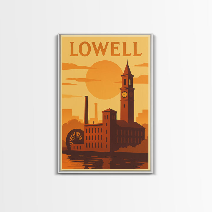Lowell Massachusetts Travel Poster, Canvas Print, Vintage Deco Wall Art, Lowell Wall Art, Travel Poster Art, Wall Art, City Art Print