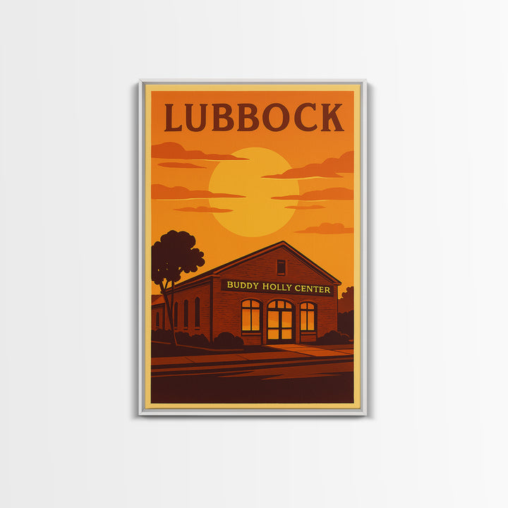 Lubbock Texas Travel Poster, Canvas Print, Vintage Deco Wall Art, Lubbock Art Print, Vintage Travel Art, City Art Print, City Illustration