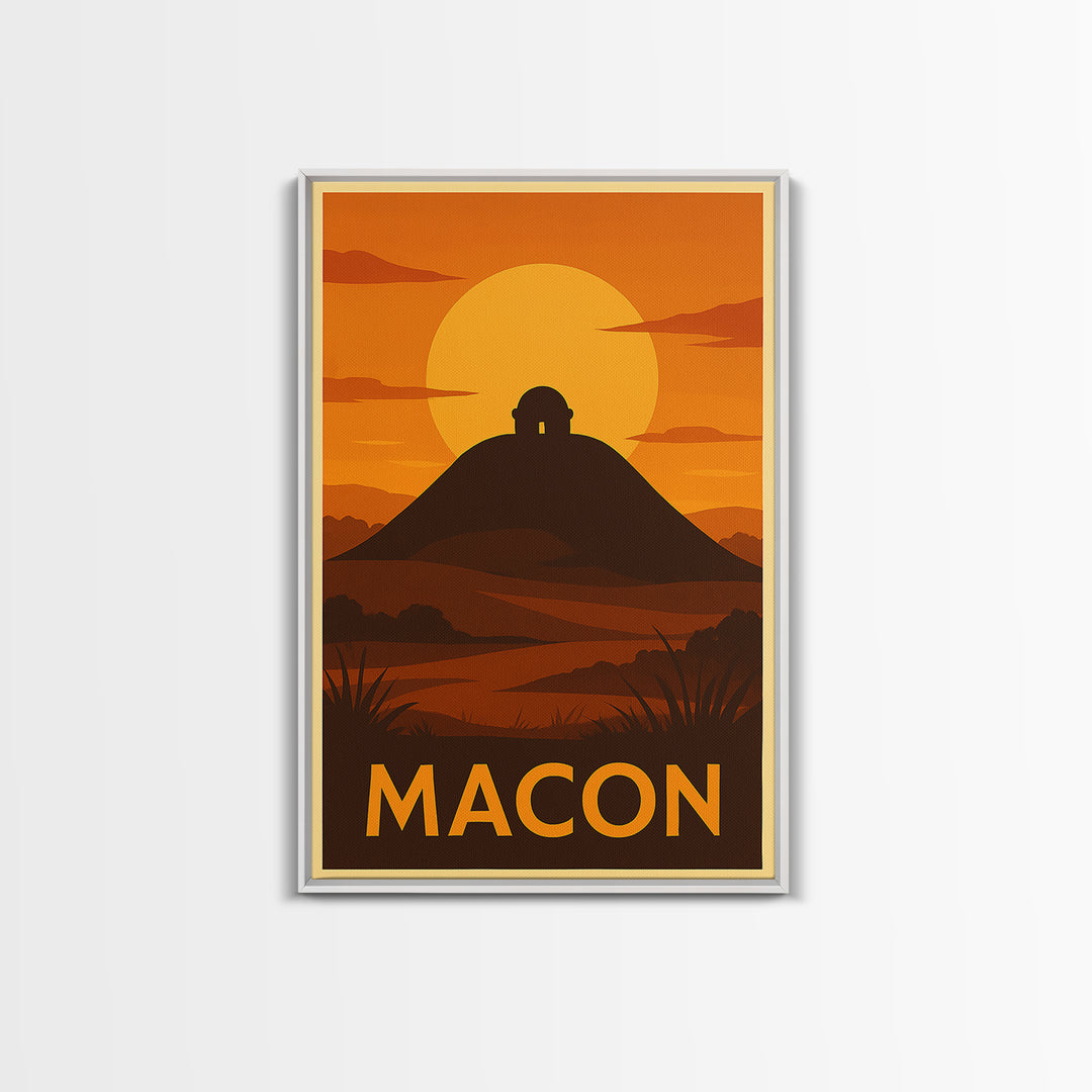 Macon Travel Poster, Canvas Print, Golden Travel Poster Art, Macon Wall Art, Modern Wall Decor, Fine Art Print, Travel Art Print