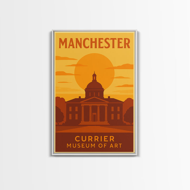 Manchester New Hampshire Travel Poster, Canvas Print, Gold Art Deco Poster Art, Manchester City Art, Vintage Travel Print, Wall Art