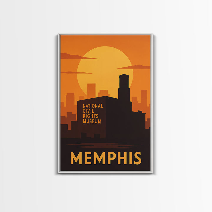 Memphis Travel Poster, Canvas Print, Golden Travel Poster Art, Memphis Travel Art, City Illustration, Living Room Wall Art, Fine Art Print