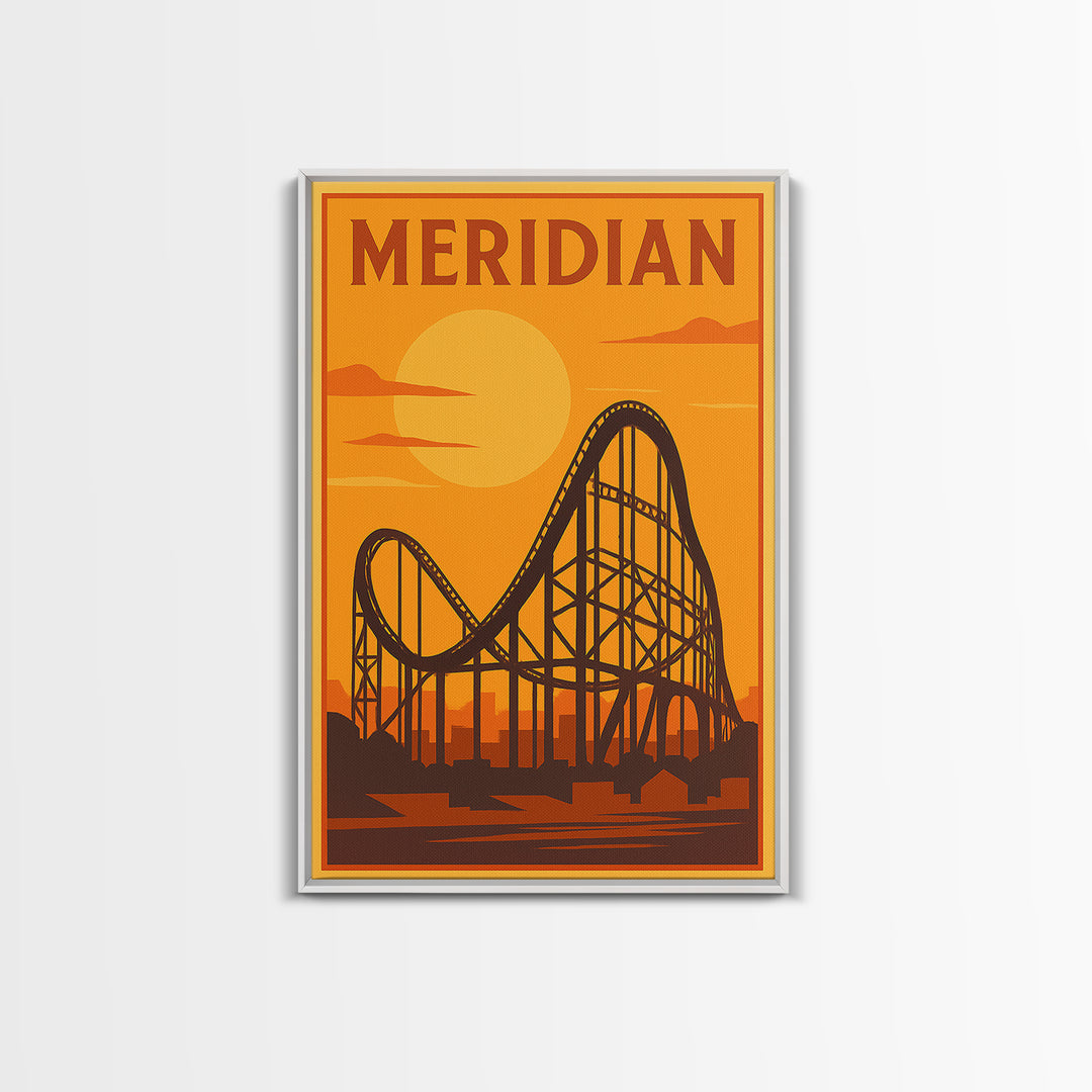 Meridian Idaho Travel Poster, Canvas Print, Gold Art Deco Poster Art, Meridian City Art, City Art Print, Fine Art Print, Vintage City Art