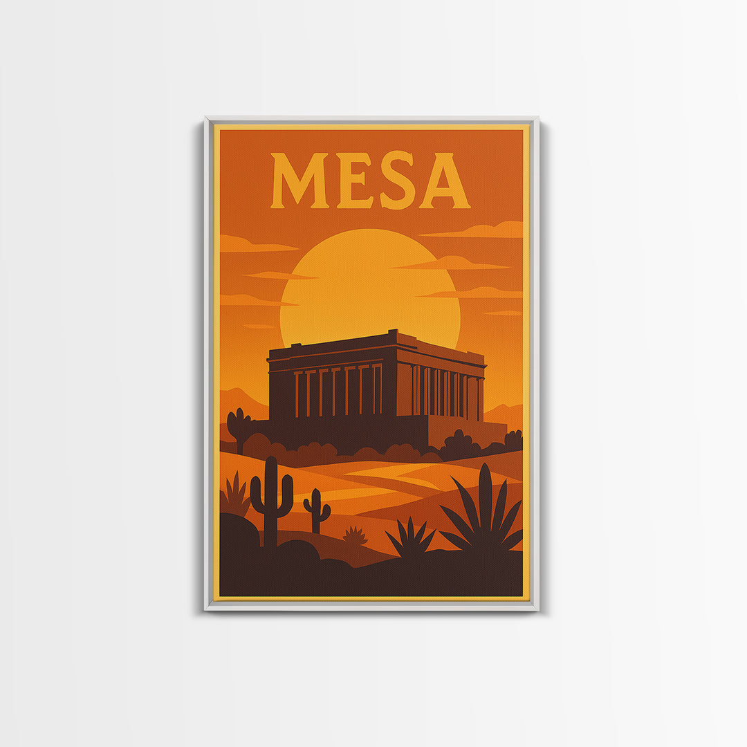 Mesa Arizona Travel Poster, Canvas Print, Gold Art Deco Poster Art, Mesa Art Print, Gift For Travelers, Vintage City Poster, Fine Art Print