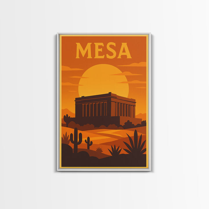 Mesa Arizona Travel Poster, Canvas Print, Gold Art Deco Poster Art, Mesa Art Print, Gift For Travelers, Vintage City Poster, Fine Art Print