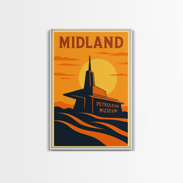 Midland Texas Travel Poster, Canvas Print, Vintage Deco Wall Art, Midland Poster Print, Vintage City Poster, Travel Prints, Vintage City Art