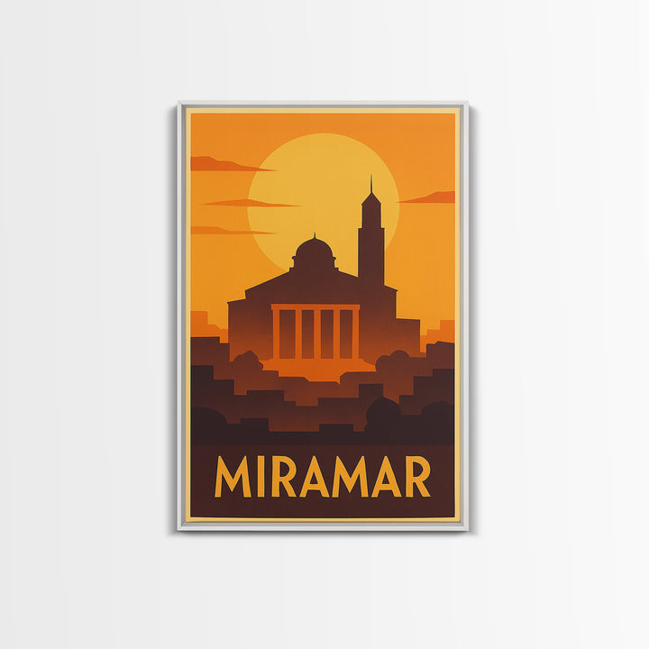 Miramar Travel Poster, Framed Canvas Print, Gold Art Deco Poster Art, Miramar Poster Print, Travel Art Print, Vintage Travel Print