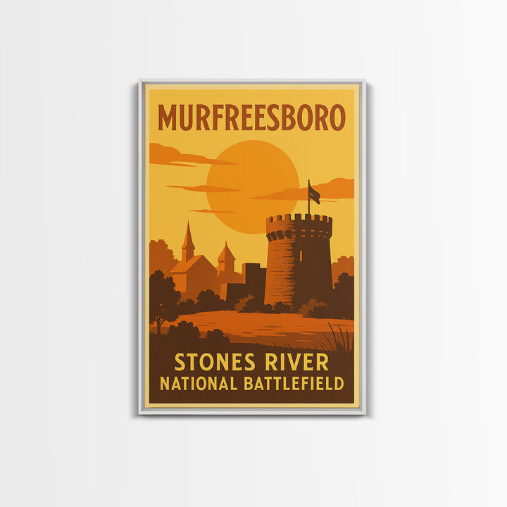 Murfreesboro Tennessee Travel Poster, Canvas Print, Golden Travel Poster Art, Murfreesboro Travel Art, Eclectic Wall Decor, Office Decor