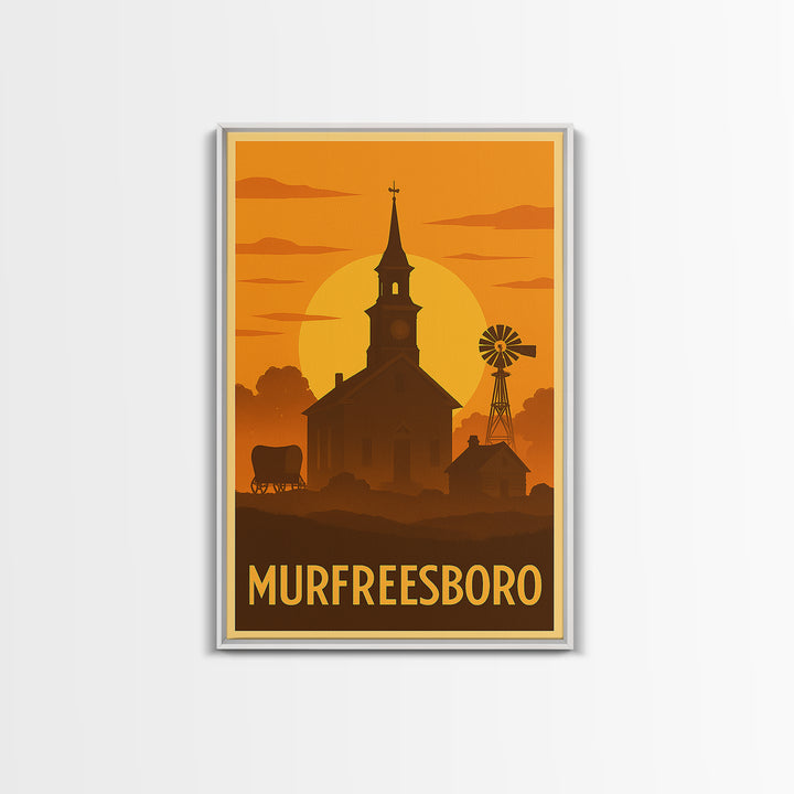 Murfreesboro Travel Poster, Canvas Print, Golden Travel Poster Art, Murfreesboro City Art, Vintage Travel Print, Living Room Wall Art