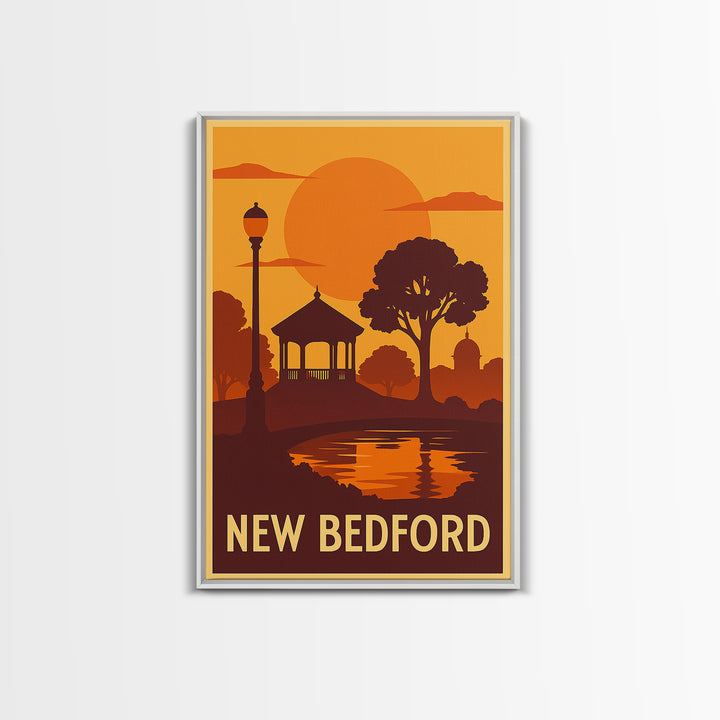 New Bedford Travel Poster, Canvas Print, Vintage Deco Wall Art, New Bedford Art Print, Mid Century Wall Art, Retro Travel Print