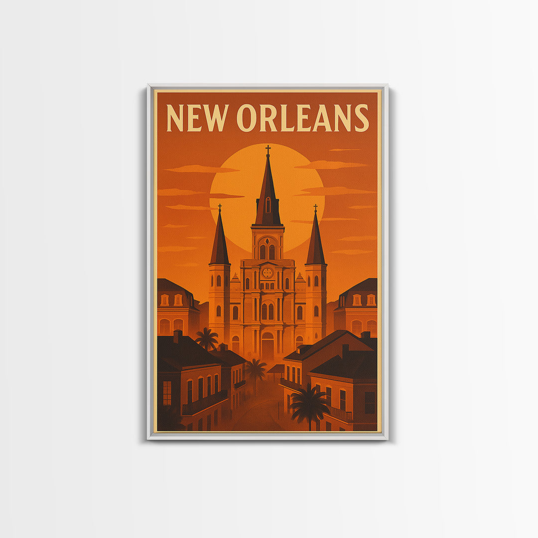 New Orleans Louisiana Travel Poster, Canvas Print, Gold Art Deco Poster Art, New Orleans Art Print, Travel Wall Decor, Gift For Travelers