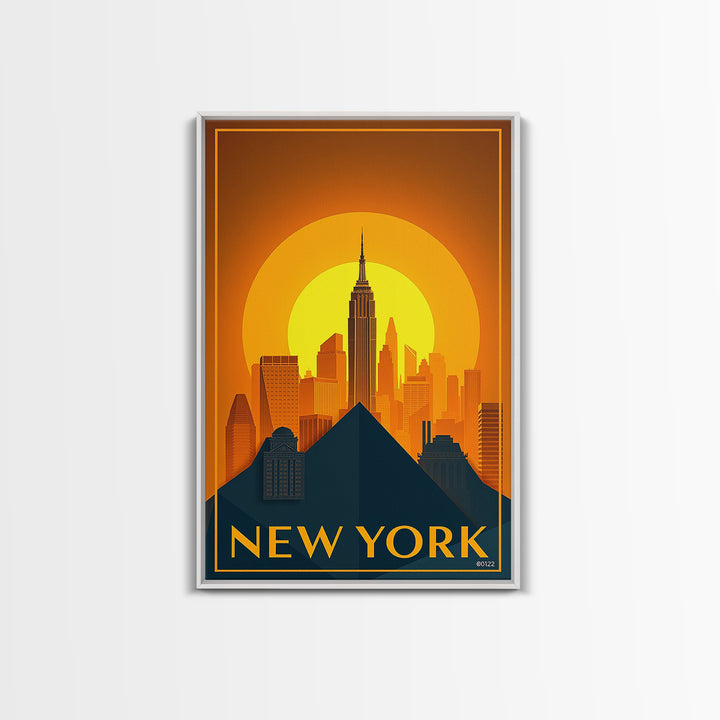 New York City New York Travel Poster, Canvas Print, Gold Art Deco Poster Art, New York Wall Art, Wall Art, Watercolor Skyline Art