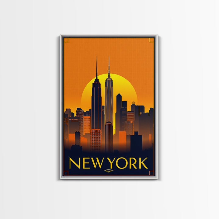 New York Travel Poster, Canvas Print, Gold Art Deco Poster Art, New York City Art, Travel Poster Set, Fine Art Print, Watercolor Cityscape
