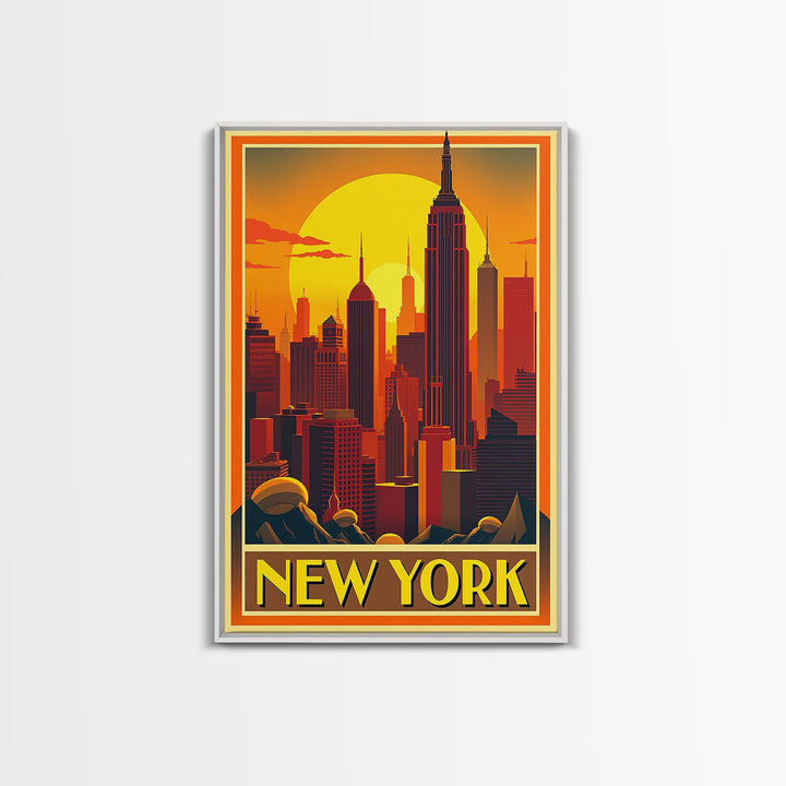 New York Travel Poster, Canvas Print, Gold Art Deco Poster Art, New York Poster Print, Wanderlust Decor, Fine Art Print, Home Office Decor