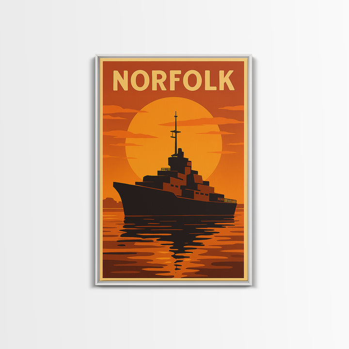 Norfolk Virginia Travel Poster, Canvas Print, Gold Art Deco Poster Art, Norfolk Art Print, Wanderlust Decor, Retro Travel Print, Wall Art
