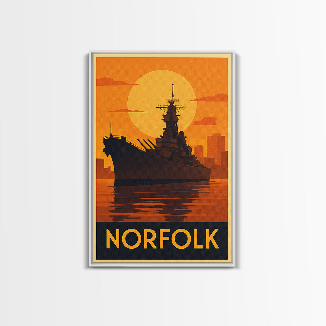 Norfolk Travel Poster, Framed Canvas Print, Vintage Deco Wall Art, Norfolk City Art, Retro Travel Print, Vintage Travel Art, Travel Print
