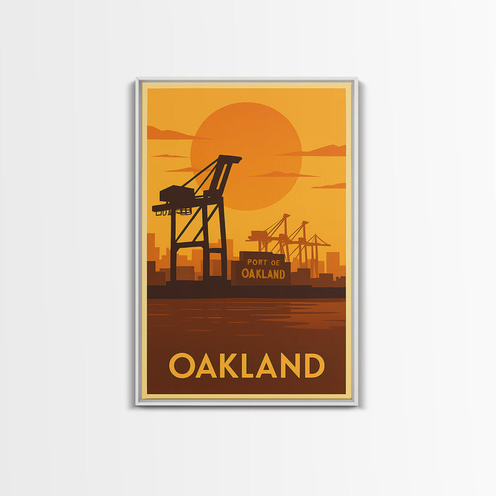 Oakland Travel Poster, Canvas Print, Golden Travel Poster Art, Oakland Poster Print, Watercolor Downtown Skyline, Office Decor, Poster Art
