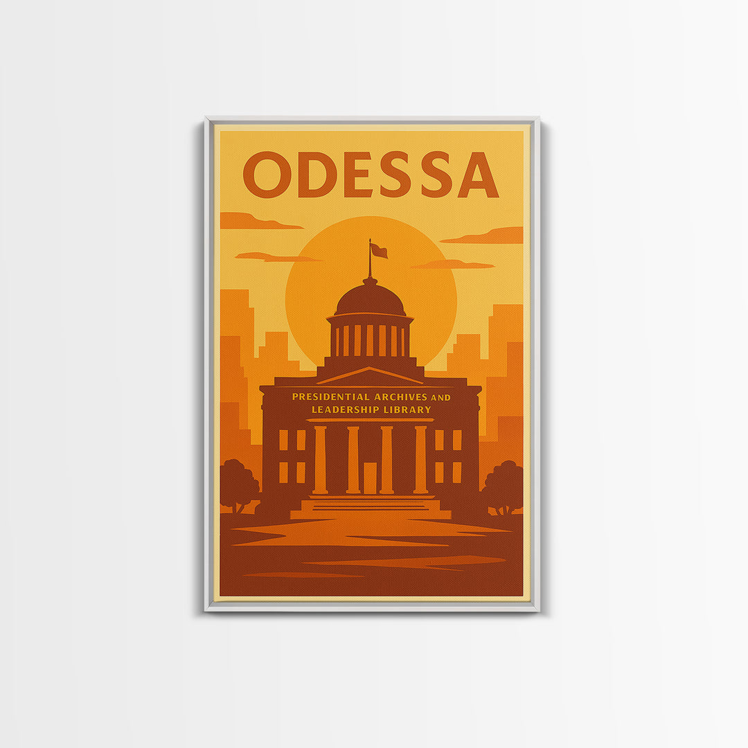 Odessa Texas Travel Poster, Canvas Print, Golden Poster Art, Odessa Art Print, Retro Travel Print, Vintage Travel Print, City Illustration