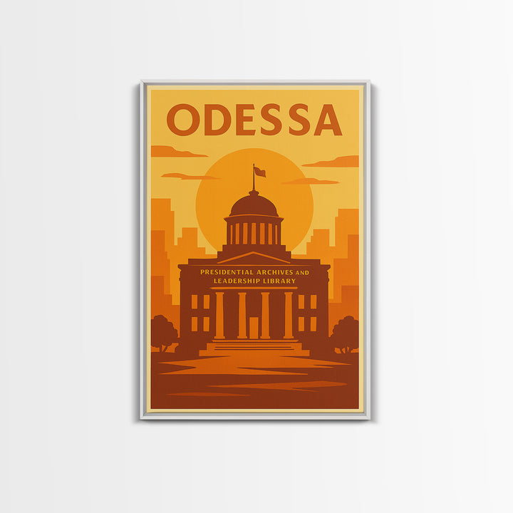 Odessa Texas Travel Poster, Canvas Print, Golden Poster Art, Odessa Art Print, Retro Travel Print, Vintage Travel Print, City Illustration