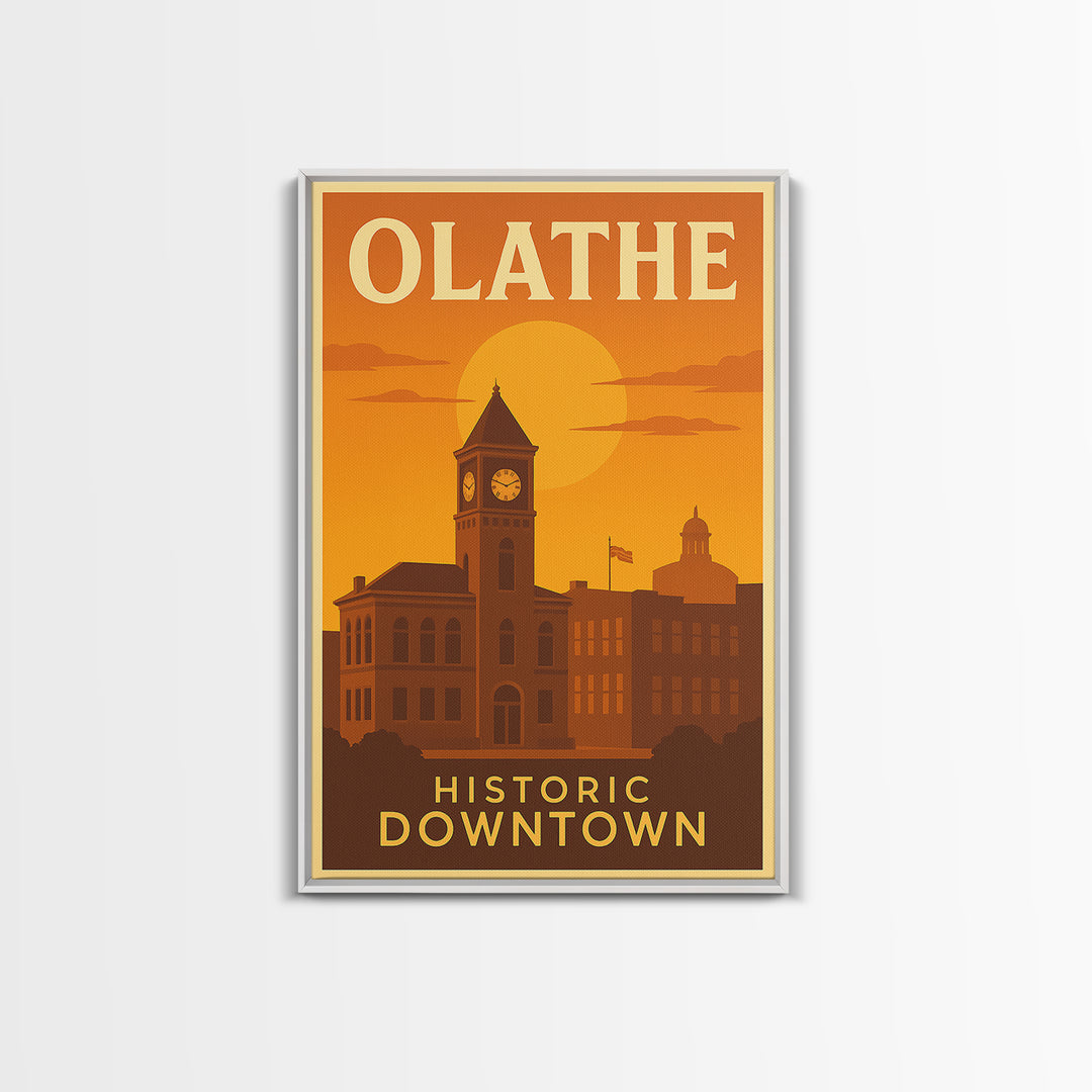 Olathe Kansas Travel Poster, Framed Canvas Print, Gold Art Deco Poster Art, Olathe Wall Art, Travel Poster Art, Home Office Decor, Art Print