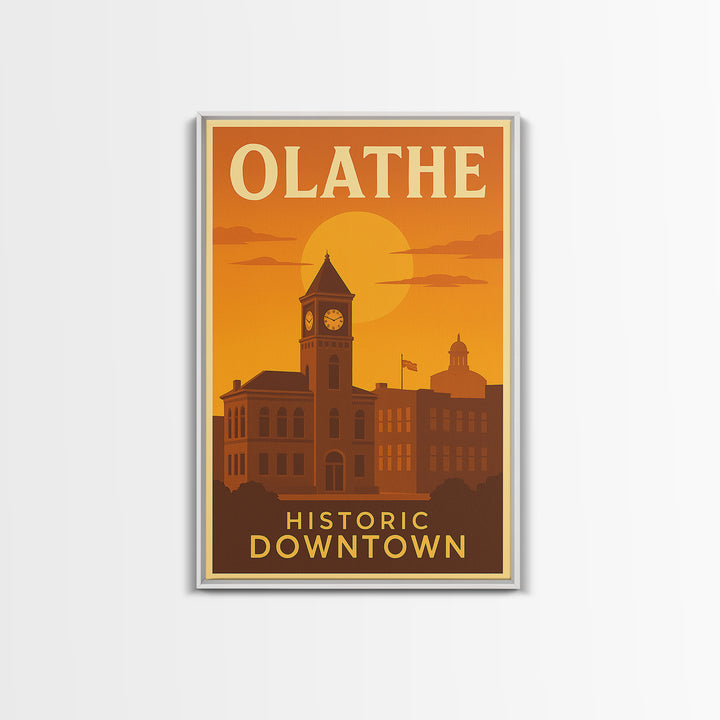 Olathe Kansas Travel Poster, Framed Canvas Print, Gold Art Deco Poster Art, Olathe Wall Art, Travel Poster Art, Home Office Decor, Art Print