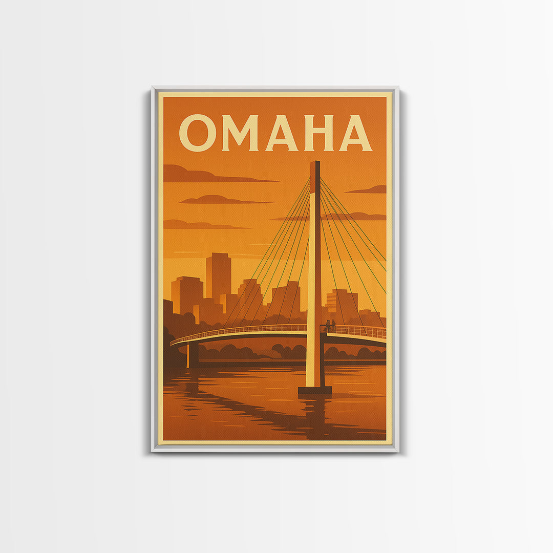 Omaha Nebraska Travel Poster, Canvas Print, Gold Art Deco Poster Art, Omaha Art Print, Vintage Travel Art, Fine Art Print, Travel Art Print