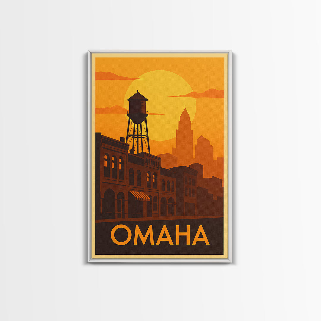 Omaha Travel Poster, Canvas Print, Gold Art Deco Poster Art, Omaha Art Print, Home Office Decor, Eclectic Wall Decor, Wanderlust Decor
