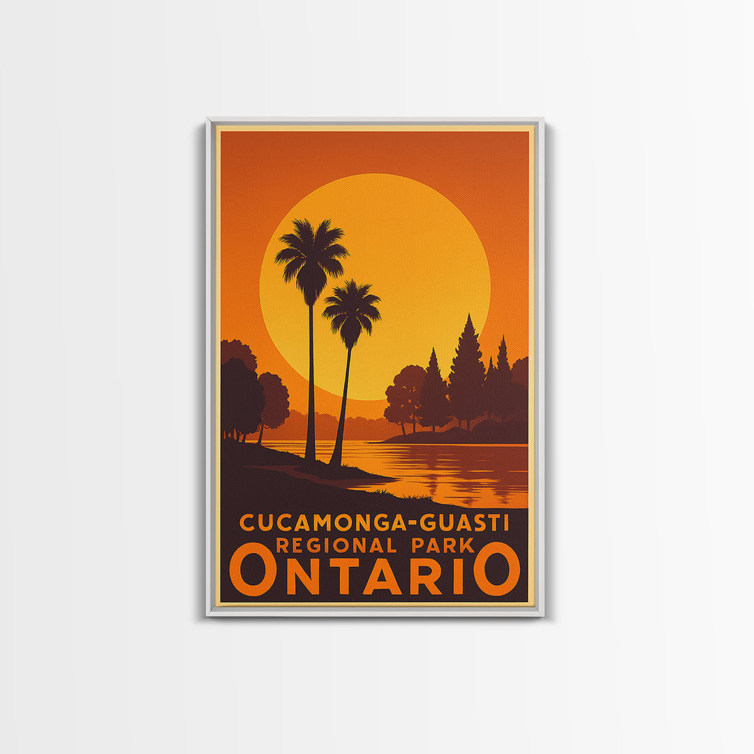 Ontario Travel Poster, Canvas Print, Warm Sunset Silhouette Art, Ontario Poster Print, City Illustration, Vintage Travel Print