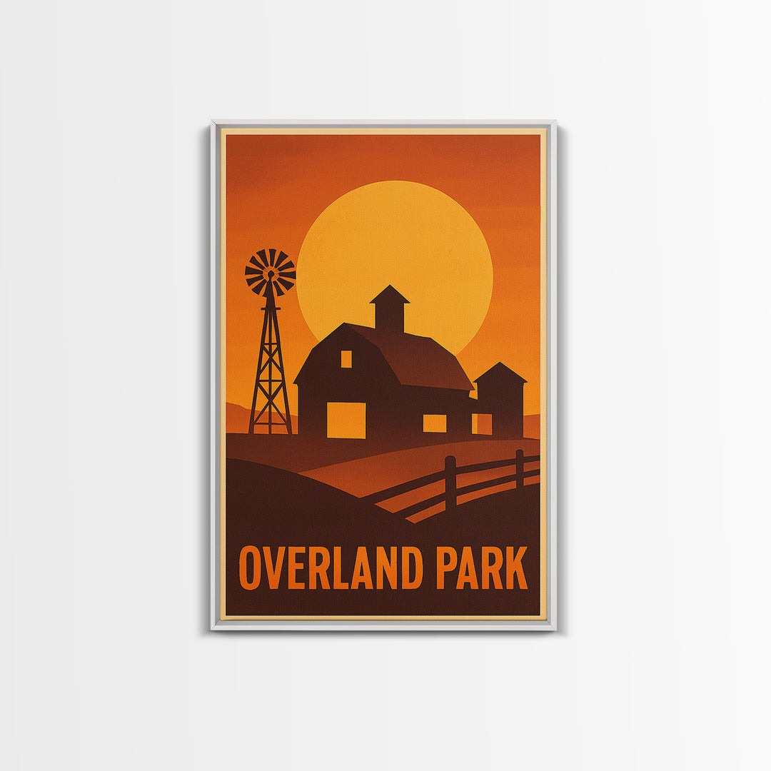 Overland Park Travel Poster, Canvas Print, Golden Travel Poster Art, Overland Park Poster Print, Travel Art Print, Vintage City Art