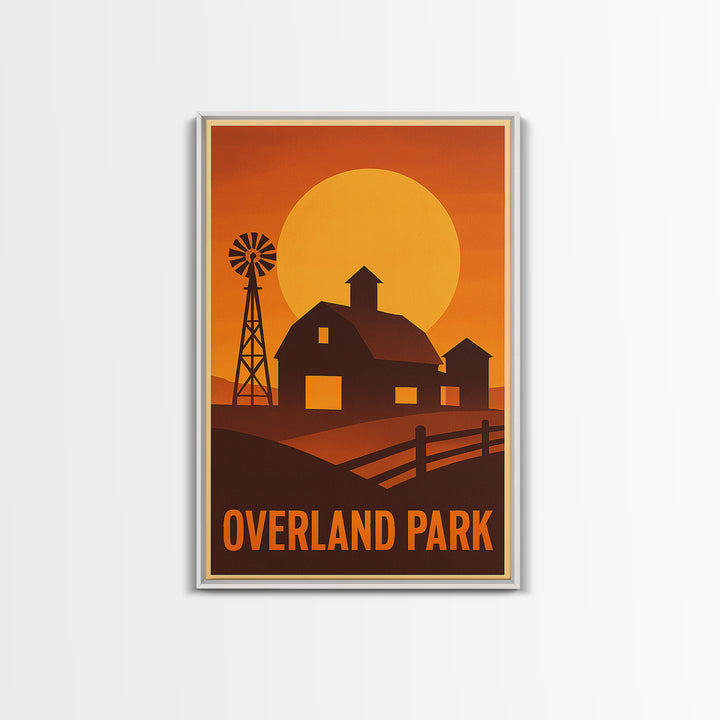 Overland Park Travel Poster, Canvas Print, Golden Travel Poster Art, Overland Park Poster Print, Travel Art Print, Vintage City Art