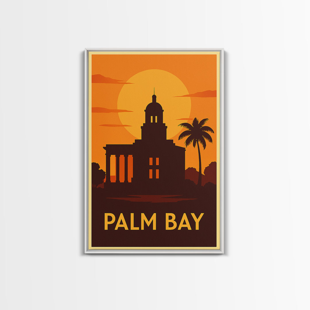 Palm Bay Travel Poster, Framed Canvas Print, Vintage Deco Wall Art, Palm Bay Poster Print, City Travel Prints, City Art Print, Design 2