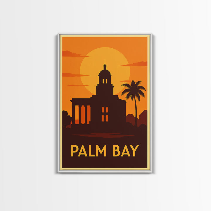 Palm Bay Travel Poster, Framed Canvas Print, Vintage Deco Wall Art, Palm Bay Poster Print, City Travel Prints, City Art Print, Design 2