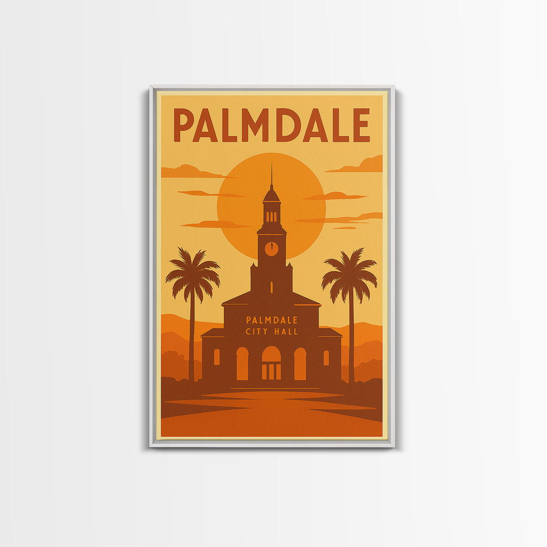 Palmdale California Travel Poster, Canvas Print, Gold Art Deco Poster Art, Palmdale Art Print, Travel Art, Wanderlust Decor, Travel Prints