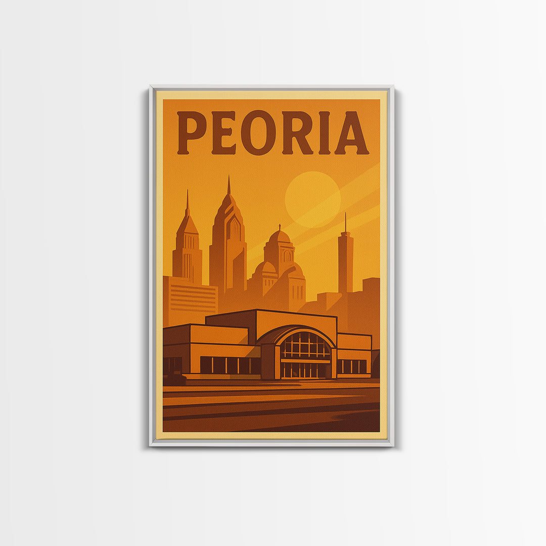 Peoria Travel Poster, Canvas Print, Vintage Deco Wall Art, Peoria City Art, Retro Travel Print, City Art Print, City Travel Prints