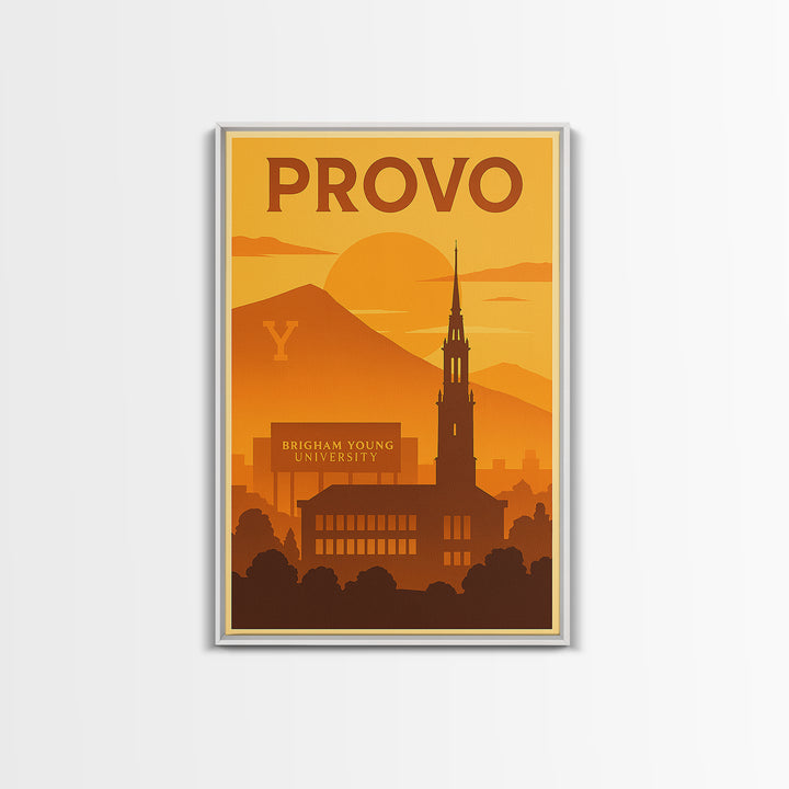 Provo Utah Travel Poster, Canvas Print, Golden Travel Poster Art, Provo City Art, Wanderlust Decor, Gift For Travelers, Travel Wall Art