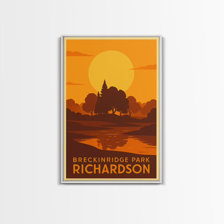 Richardson Travel Poster, Canvas Print, Warm Sunset Silhouette Art, Richardson Travel Art, Watercolor Skyline Art, Mid Century Wall Art
