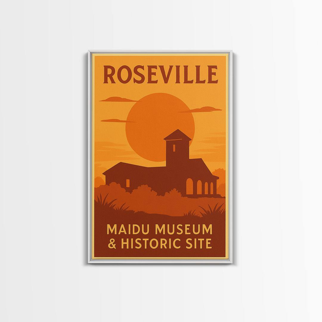 Roseville California Travel Poster, Canvas Print, Golden Poster Art, Roseville Art Print, Office Decor, Retro Travel Print, Travel Gift