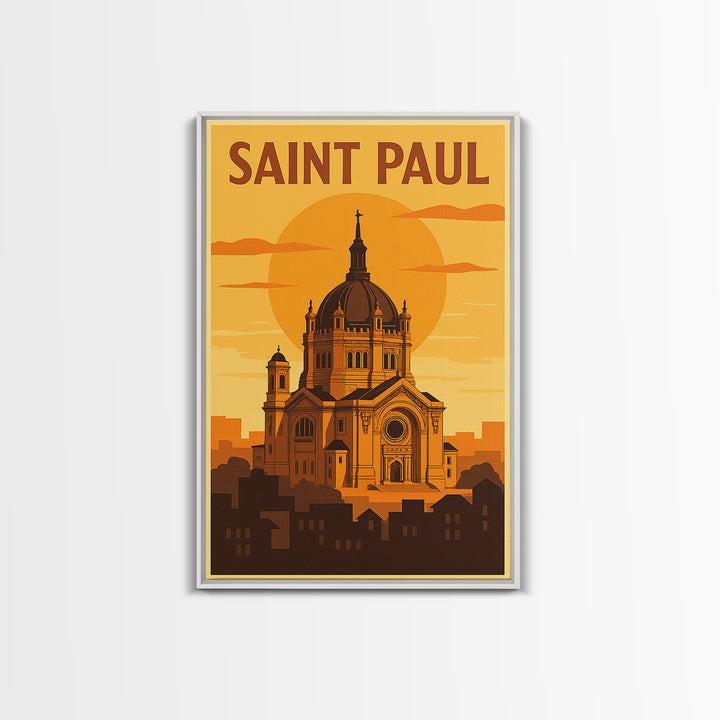 Saint Paul Minnesota Travel Poster, Canvas Print, Gold Art Deco Poster Art, Saint Paul Art Print, City Illustration, Eclectic Wall Decor