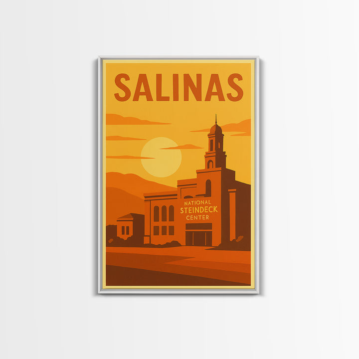 Salinas California Travel Poster, Framed Canvas Print, Gold Art Deco Poster Art, Salinas Art Print, Vintage City Poster, City Travel Prints